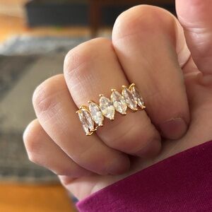 Gold and Silver Women's Marquise Ring